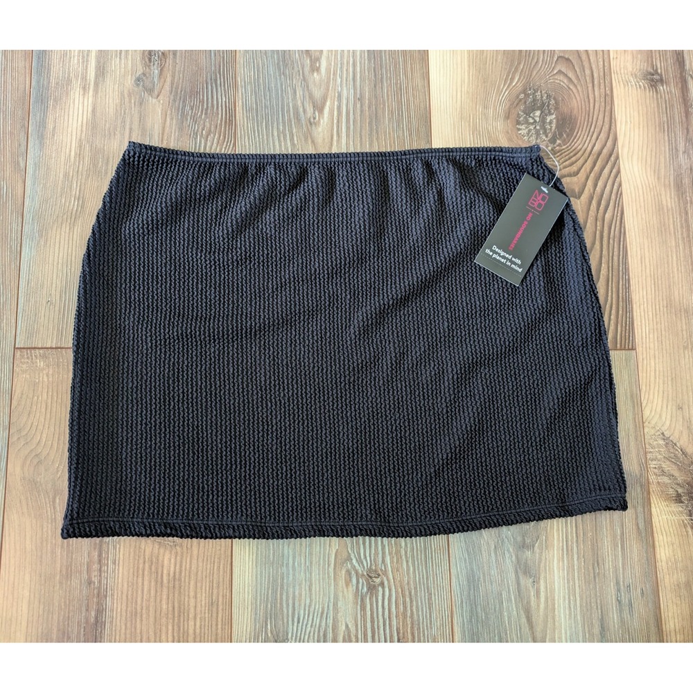 No Boundaries Solid Rich Black Popcorn Swim Skirt XL 15-17 NWT